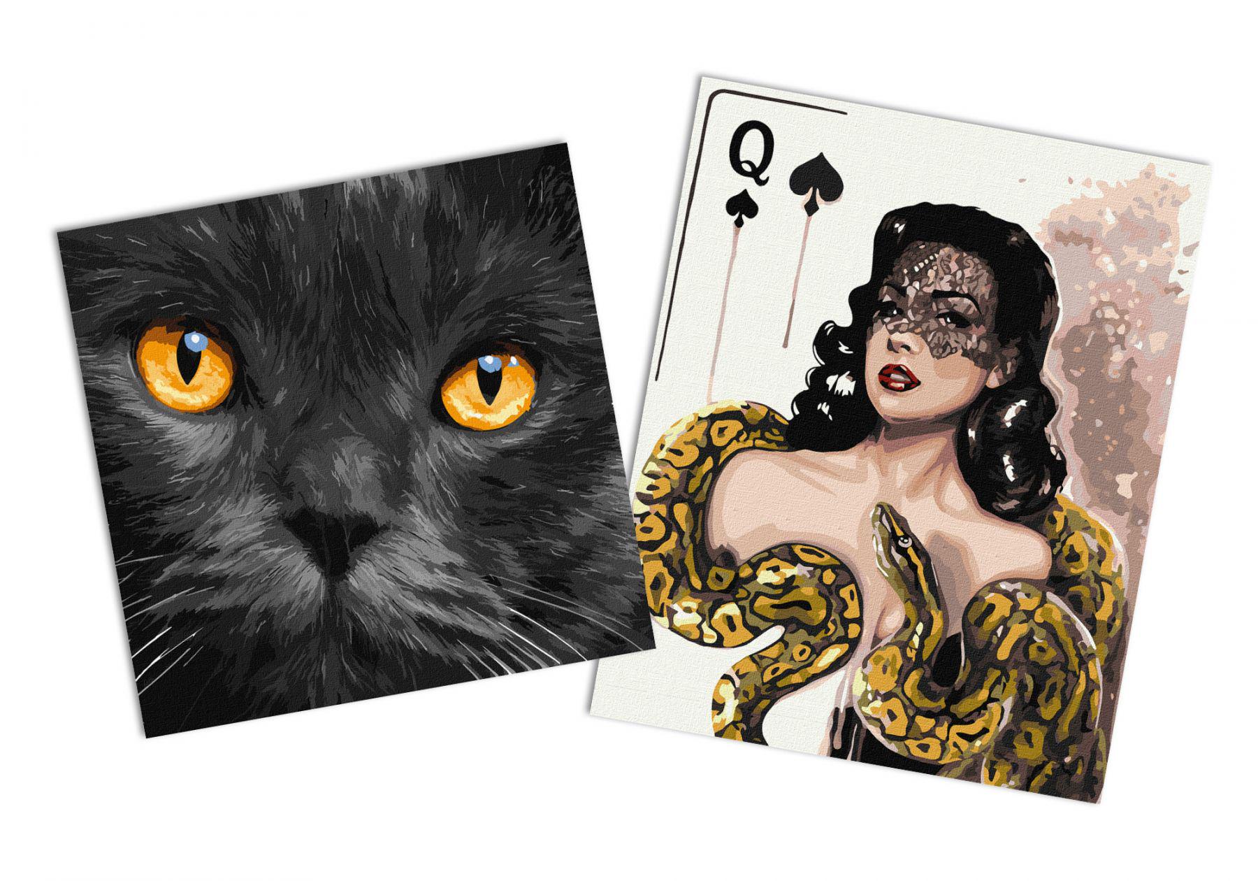 Набор картин по номерам Идейка 2в1 Пиковая дама 40x50 см KHO4838 и Янтарные глаза 40x40 см KHO4391 (CKHO8162)