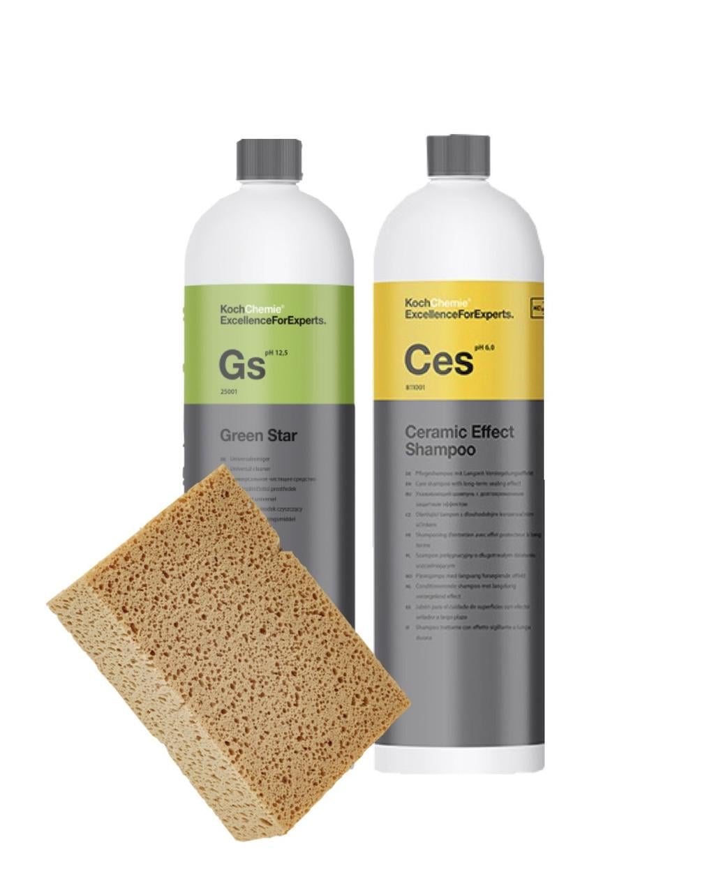 Набор для мойки Koch-Chemie Green Star/Ceramic Effect Shampoo/губка очиститель и шампунь с керамическим эффектом на разлив 250 мл
