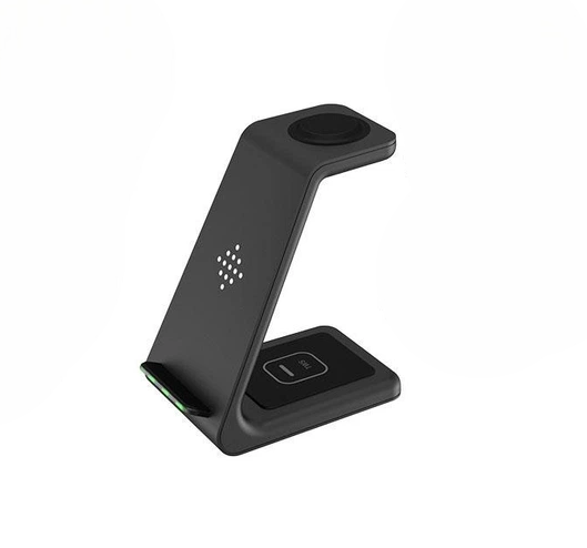 Зарядка стенд беспроводная 3в1 Fast 15W для iPhone/Apple Watch/AirPods Черный (2560689591)