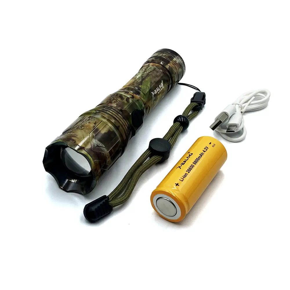 Фонарик ручной аккумуляторный с боковым диодом Power style MX-915M-COB Камуфляж
