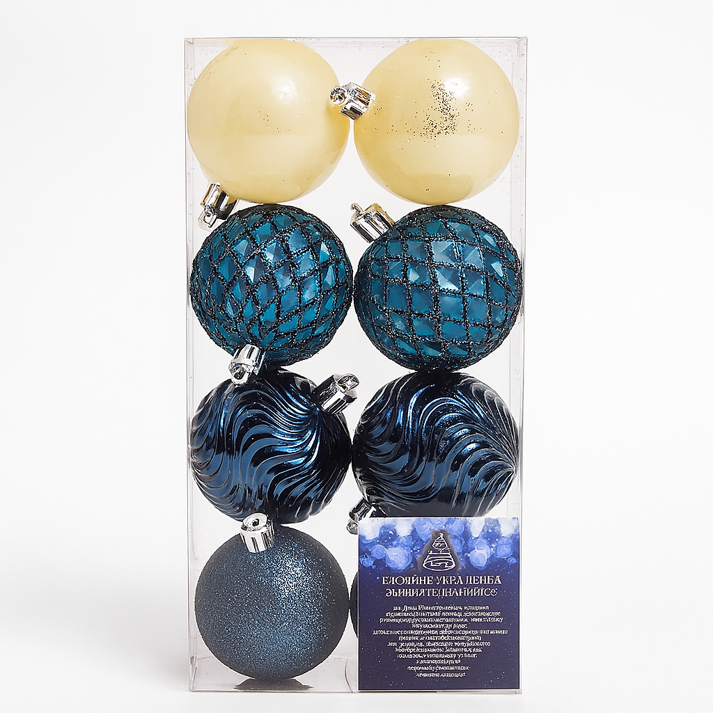 Шарики елочные новогодние Stenson R90682 пластиковые 6 см 8 шт. (580369)