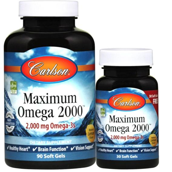 Омега 3 Carlson Labs Maximum Omega 2000 мг 90+30 Soft Gels Natural Lemon Flavor Омега 3 Carlson Labs Maximum Omega 2000 мг 90+30 Soft Gels Natural Lemon Flavor