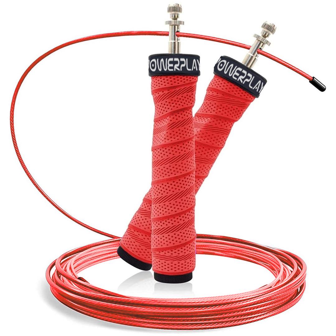 Скакалка швидкісна PowerPlay 4208 Fitness Jump Rope на підшипниках 3 м Червоний