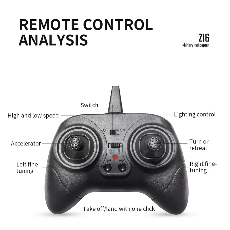 Радіокерований вертоліт KFPLAN Z16 з гіроскопом Хакі (2418) - фото 5 Радіокерований вертоліт KFPLAN Z16 з гіроскопом Хакі (2418) - фото 5