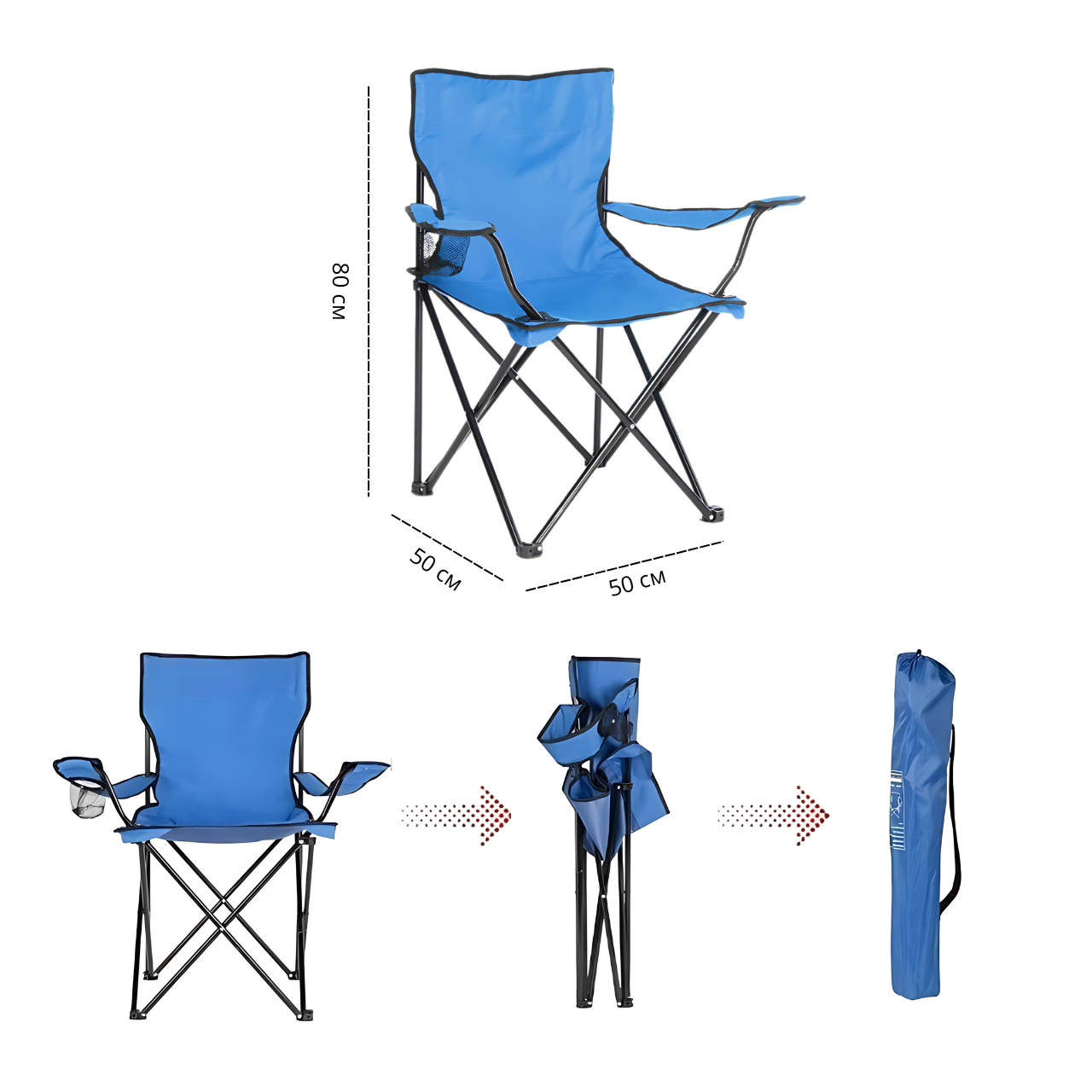 Стул туристический раскладной для отдыха/рыбалки/охоты Голубой (10402022) - фото 4