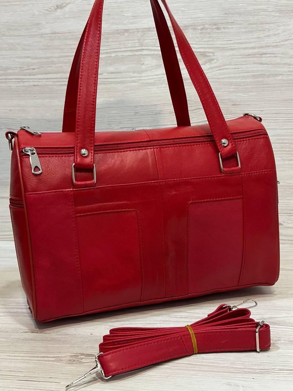 Сумка женская 109061 натуральная кожа Темно-красный