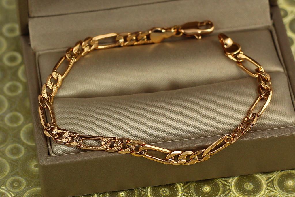 Браслет Xuping Jewelry Фигаро с огранкой 17 см x 4 мм. Золотистый
