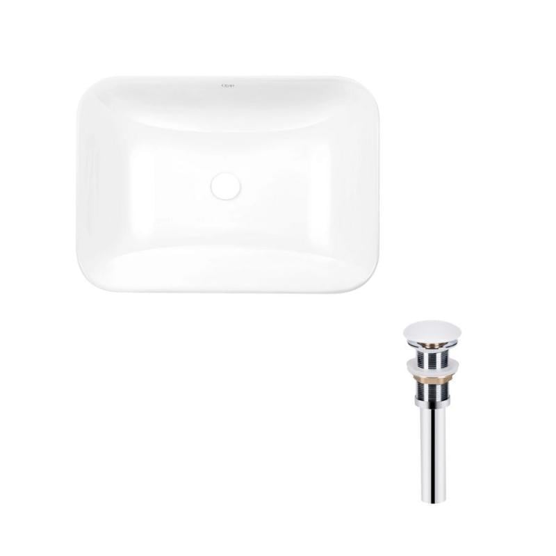 Раковина врезная прямоугольная Qtap Scorpio 615х390х150 мм с донным клапаном PU02 White (SD00053415)