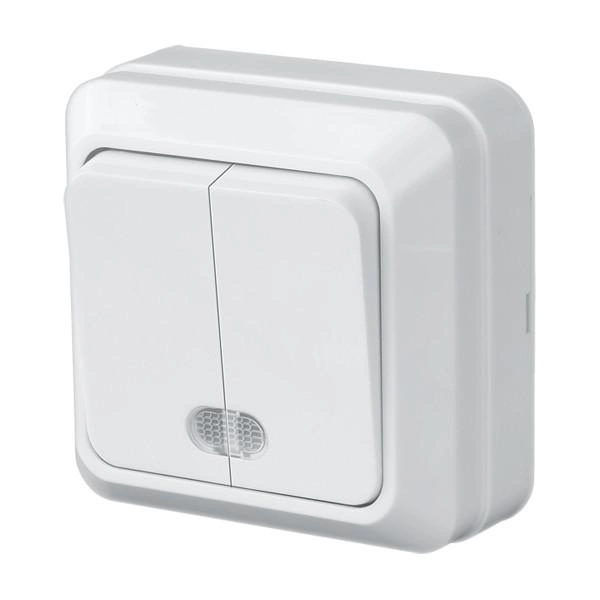 Выключатель Lider Legend 2-клавишный с подсветкой Белый