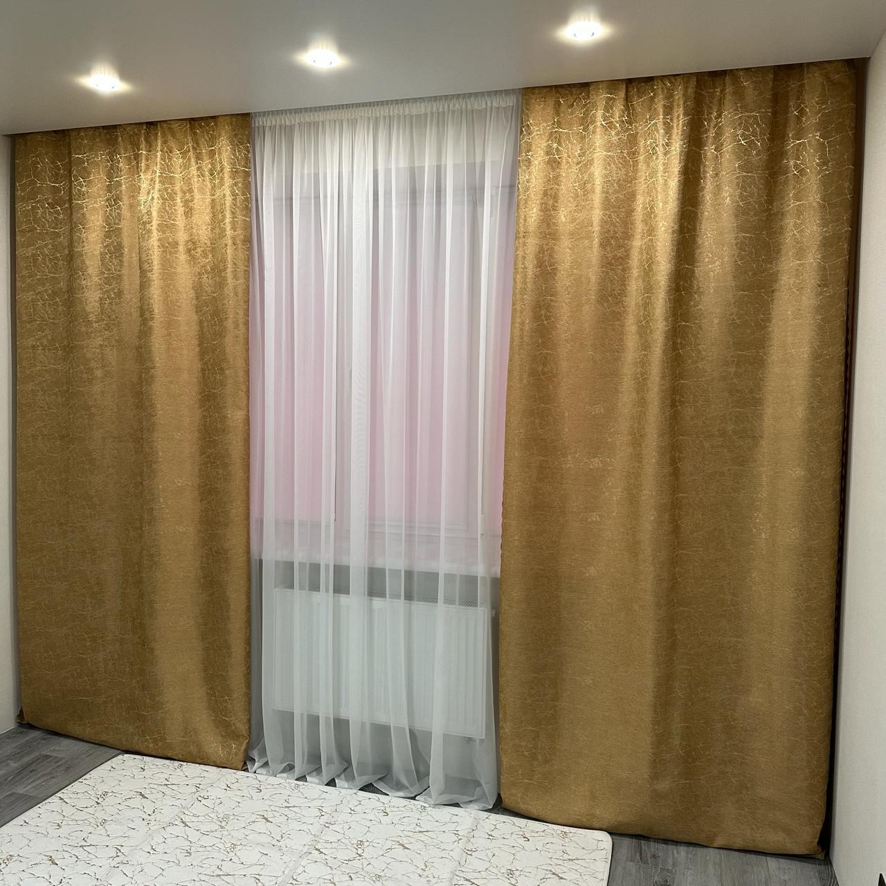 Шторы Лорен жаккардовые 1,5х2,7 м 2 шт. Золотой - фото 1 Шторы Лорен жаккардовые 1,5х2,7 м 2 шт. Золотой - фото 1