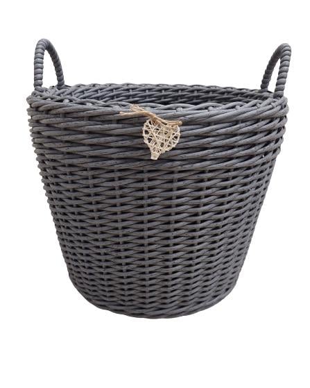 Кошик з ручками із штучного ротангу ручної роботи 40 л Темно-сірий (33074) - фото 1 Кошик з ручками із штучного ротангу ручної роботи 40 л Темно-сірий (33074) - фото 1