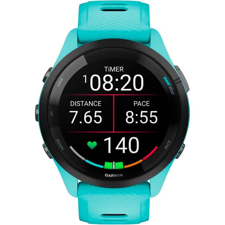 Смарт-часы Garmin Forerunner 265 Black Bezel with Aqua Case and Aqua/Black Silicone Band (010-02810-02) - фото 2