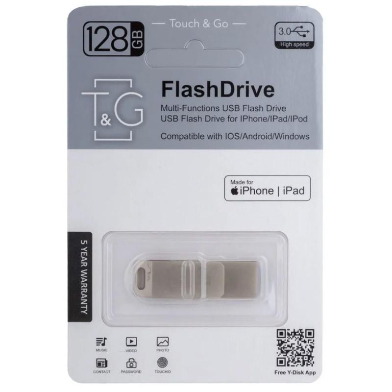 Флэш-драйв T&amp;G 008 Metal series USB 3,0 Lightning 128GB Сріблястий (00000053318_1)