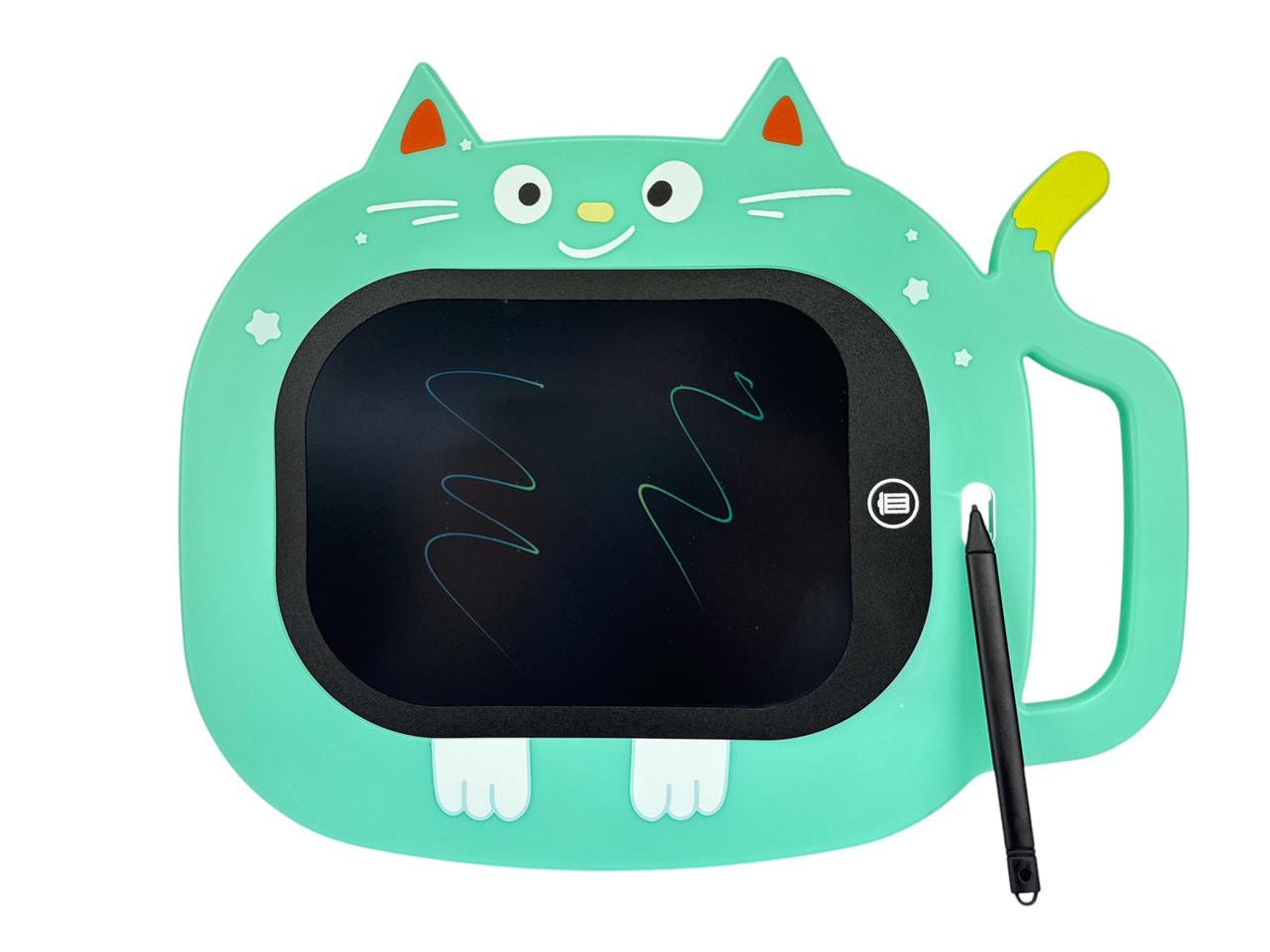 Планшет для рисования Котик графический LCD с цветным полотном Зеленый (BB9020В)