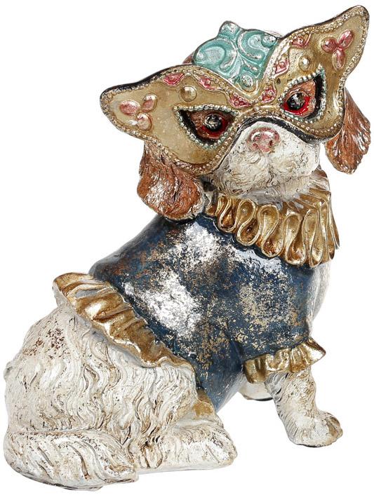 Декоративная статуэтка Собачка на маскараде 14,5х12х17,5 см в синем костюмчике (BD-419-159-PA)