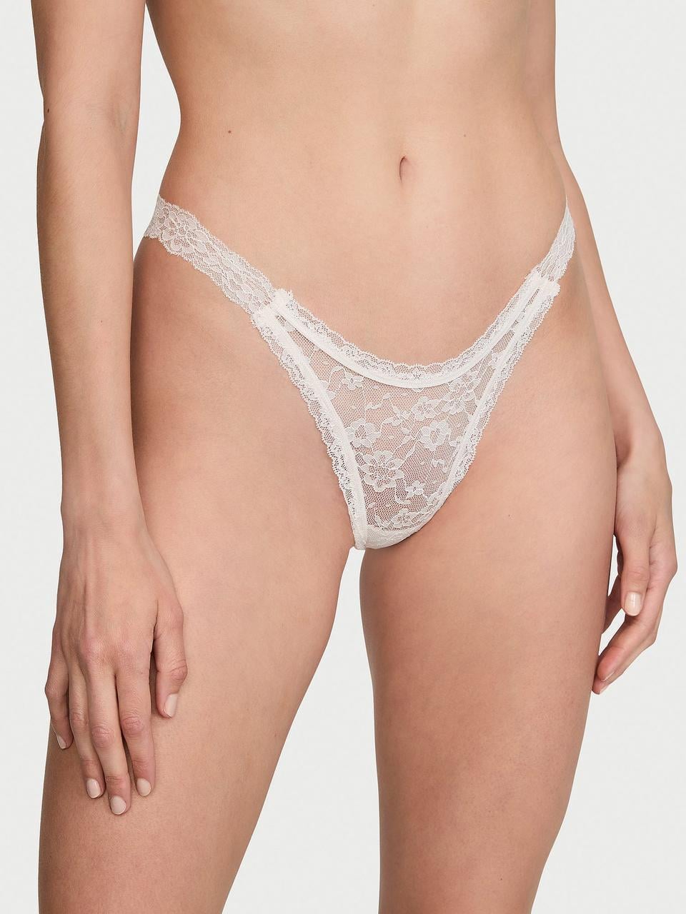 Трусики женские Victoria's Secret Lacie Brazilian Бразилиана кружевные XL Белый (7114439124683)