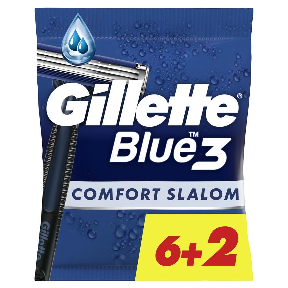 Набор станков для бритья мужских GILLETTE Blue 3 Slalom Comfort одноразовые 6 плюс 2 шт. (31158924)