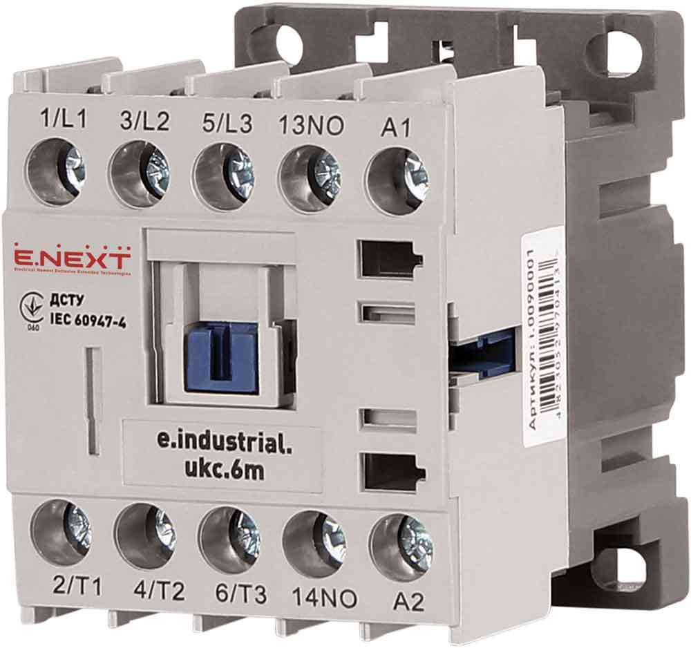 Контактор-пускач E.NEXT e.industrial.ukc.6M.220 6А 220 В 1NO (i.0090001)