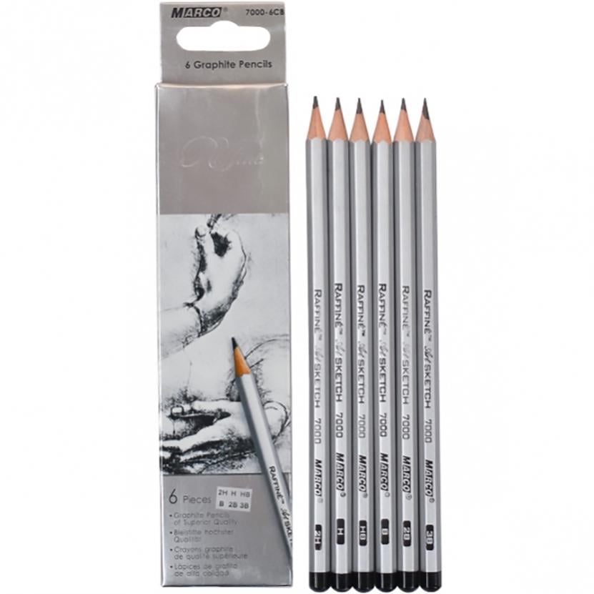 Карандаши графитные в картонной коробке Raffine Marco (MAR-7000-6(2H-3B)