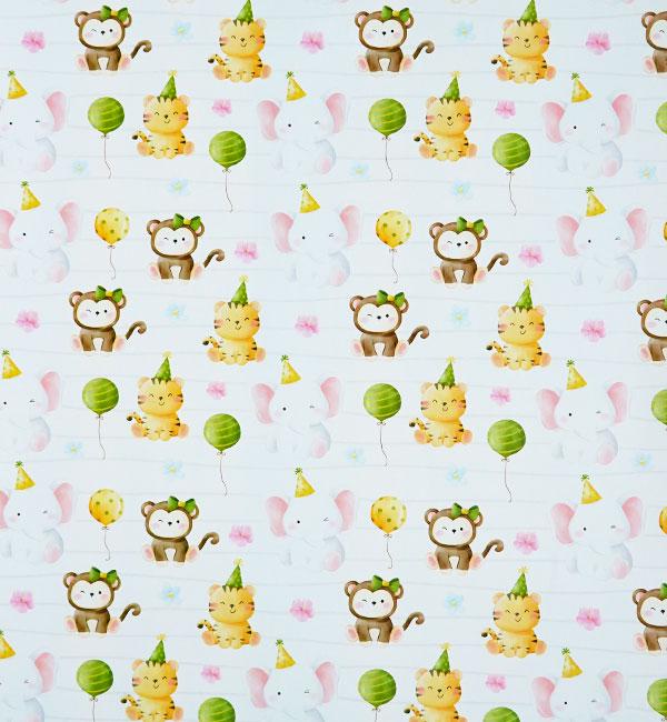 Подарочная бумага для упаковки Зверьки в колпаках 5 шт. (414999)