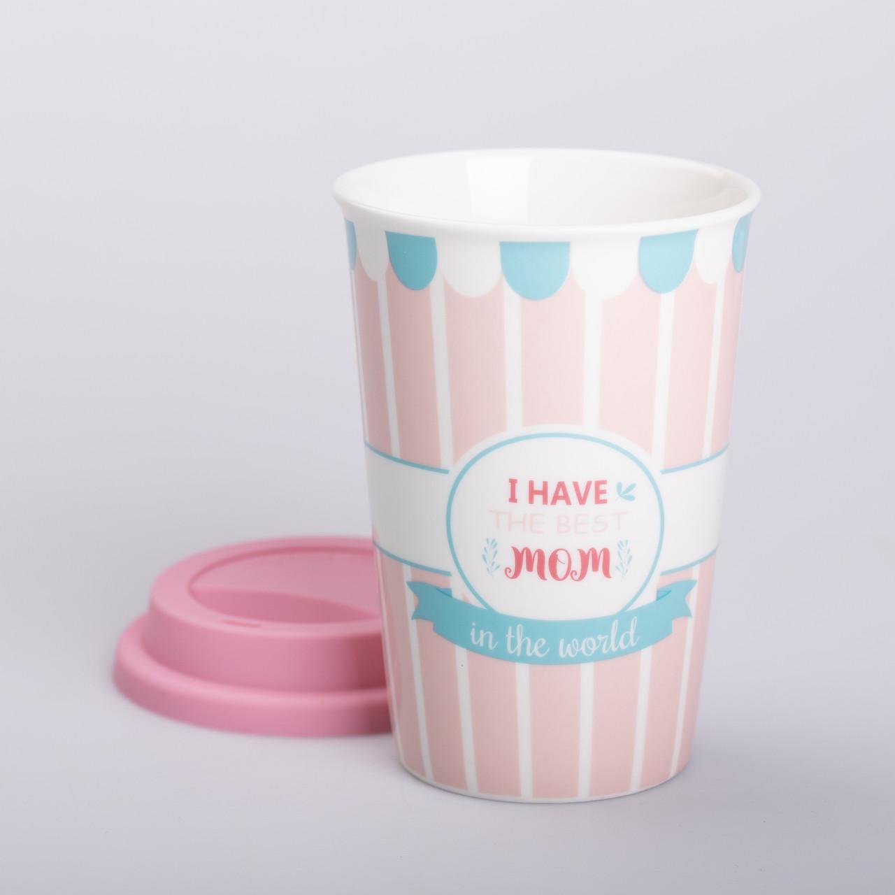 Стакан керамический "I have the best mom" с силиконовой крышкой 420 мл - фото 2 Стакан керамический "I have the best mom" с силиконовой крышкой 420 мл - фото 2