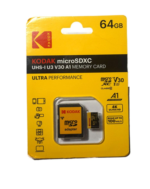 Карта пам'яті Kodak A2 MicroSDHC 64GB UHS-I/U3 Class 10 R100/W50MB/s та SD-адаптер (23449740)