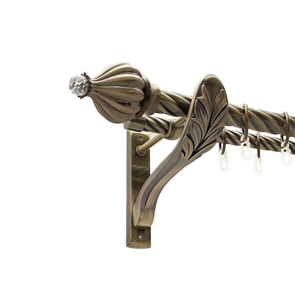 Карниз для штор Orvit Таджа-Кристалл двухрядный скрученный 200 см Антик (00-00016471) Карниз для штор Orvit Таджа-Кристалл двухрядный скрученный 200 см Антик (00-00016471)