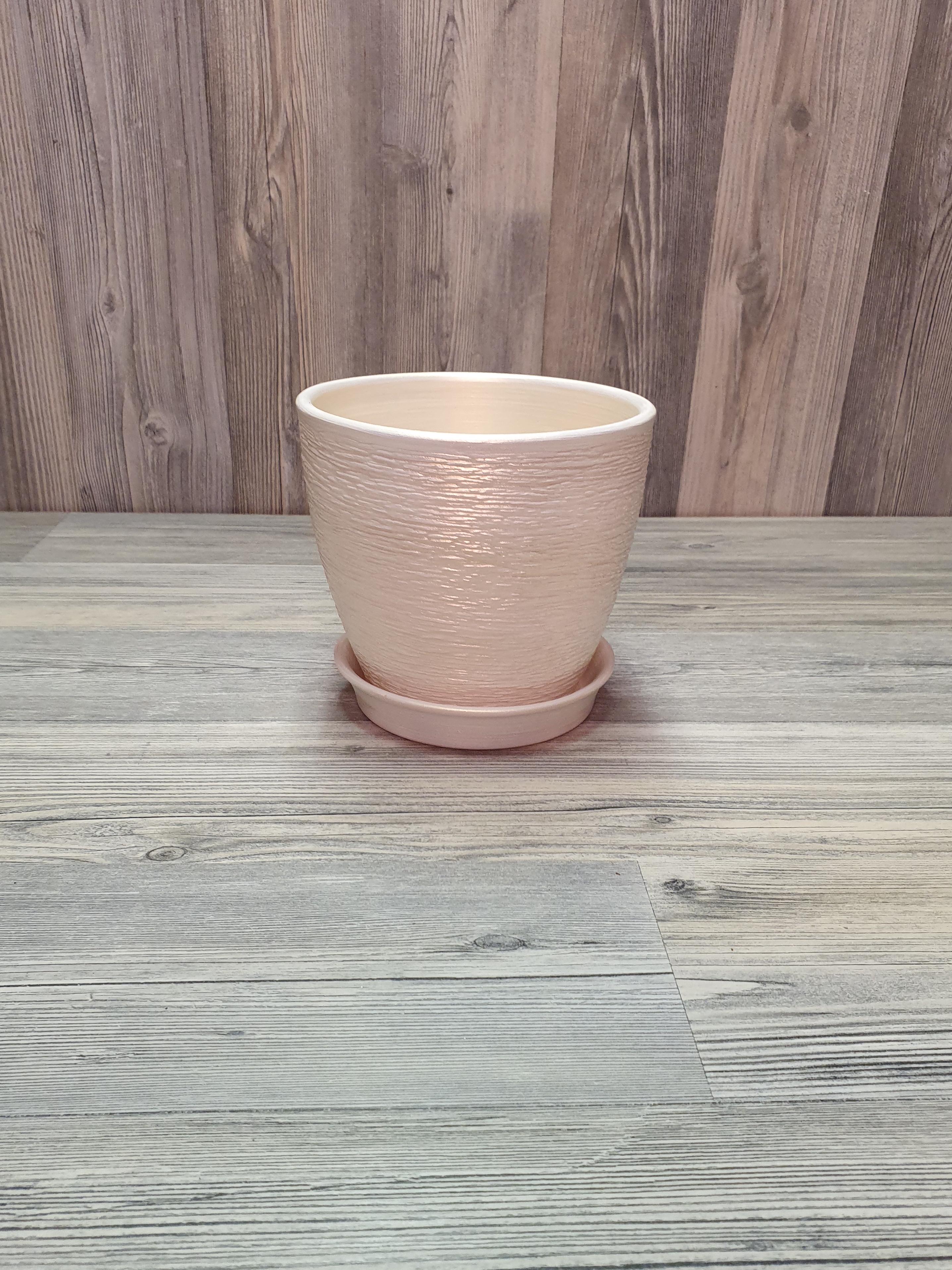 Горщик для рослин з піддоном 1 л Біло-золотий (5266) - фото 5