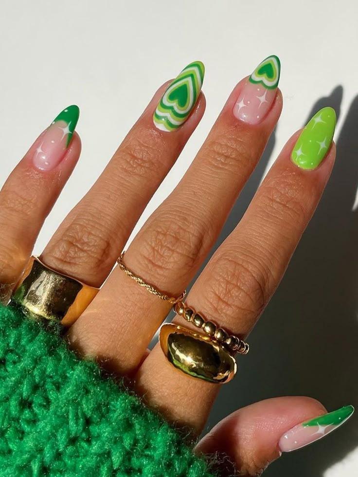 Накладные ногти Сердце со звездами миндаль средней длины с клеевыми пластинами 24 шт. Зеленый (2789190668) - фото 3 Накладные ногти Сердце со звездами миндаль средней длины с клеевыми пластинами 24 шт. Зеленый (2789190668) - фото 3