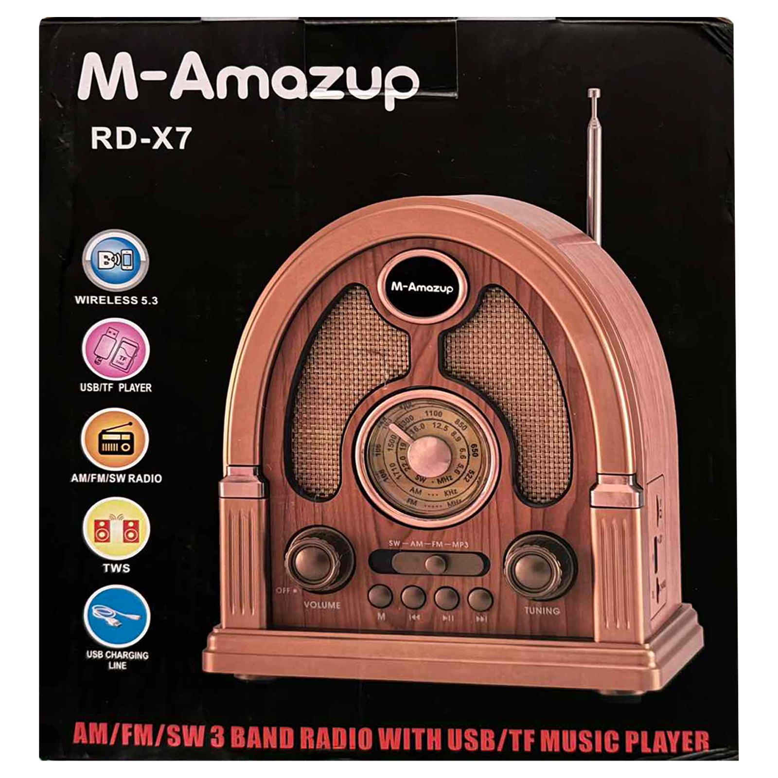 Радиоприемник винтажный M-Amazup RD-X7 Ретро AM/FM/SW Bluetooth USB-зарядка и аккумулятор Light Brown (24086716) - фото 5 Радиоприемник винтажный M-Amazup RD-X7 Ретро AM/FM/SW Bluetooth USB-зарядка и аккумулятор Light Brown (24086716) - фото 5