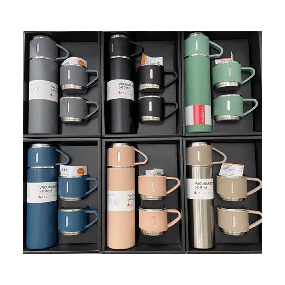 Термос с вакуумной изоляцией и 3 чашками 500 мл Серый (OK005751) - фото 2 Термос с вакуумной изоляцией и 3 чашками 500 мл Серый (OK005751) - фото 2