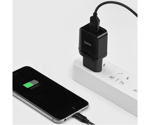 Устройство зарядное сетевое Hoco C22A 2,4 A с кабелем MicroUSB 1 м Black - фото 3 Устройство зарядное сетевое Hoco C22A 2,4 A с кабелем MicroUSB 1 м Black - фото 3
