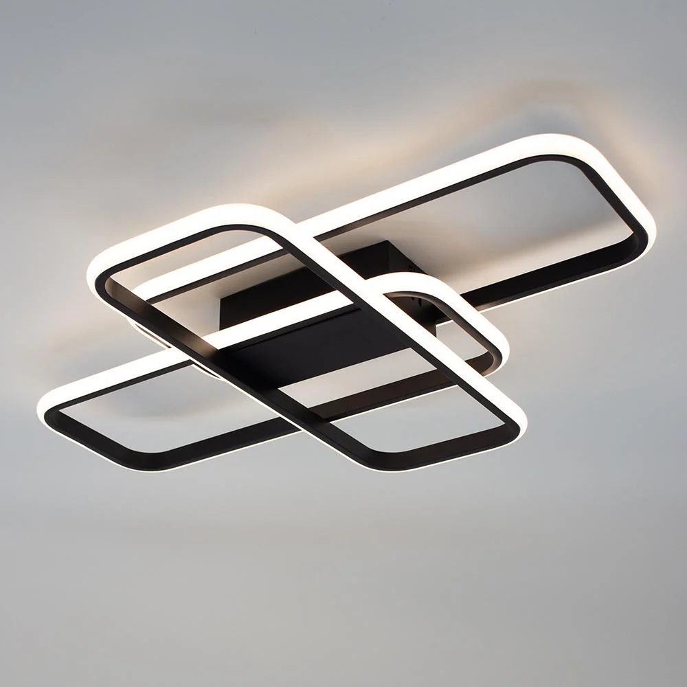 Люстра светодиодная ESLLSE SVEN 3SQ с пультом 90 Вт 635x478x75 мм Черный (10567)