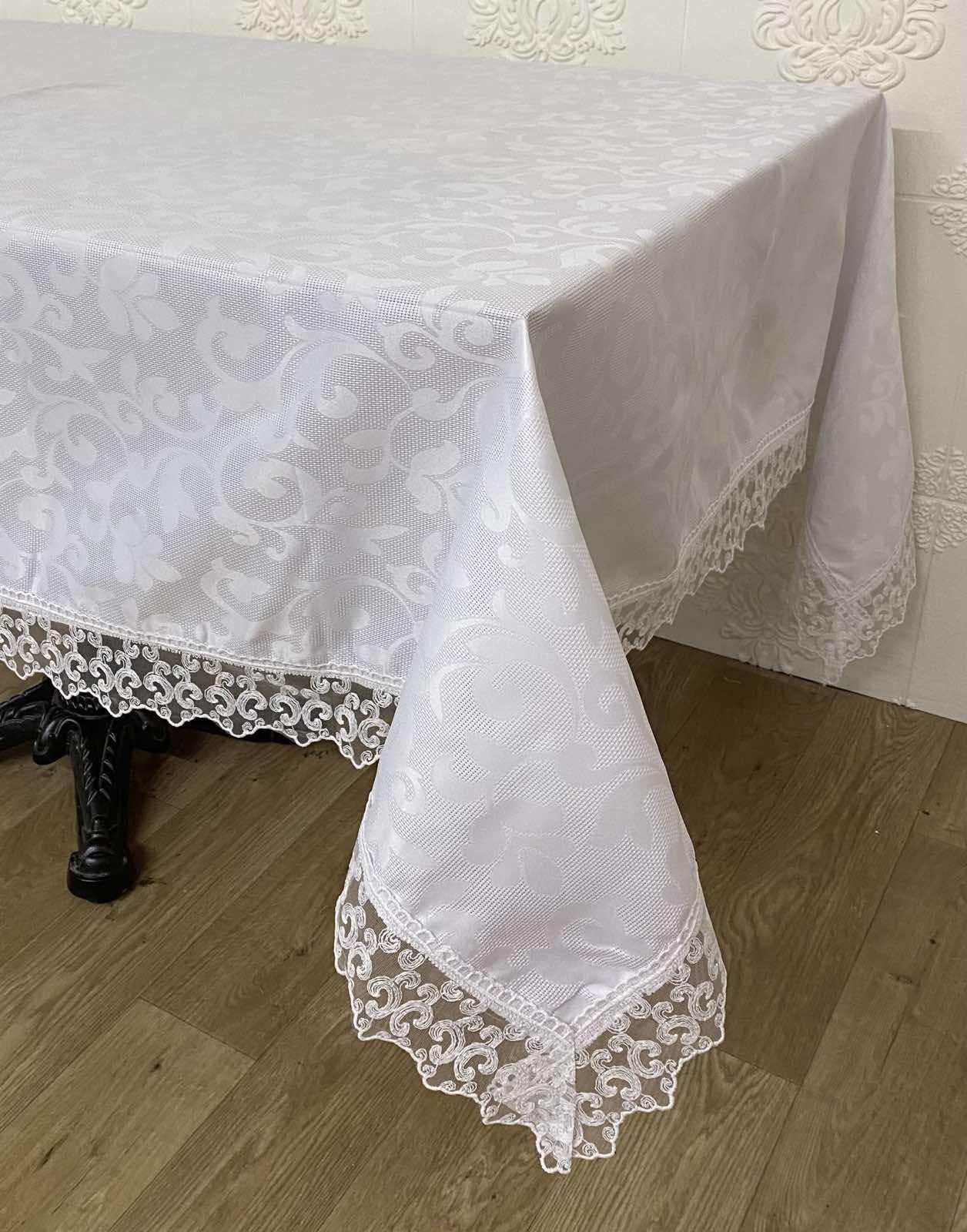 Скатерть с кружевом Masali Model 512 160x350 см White (CN22261)