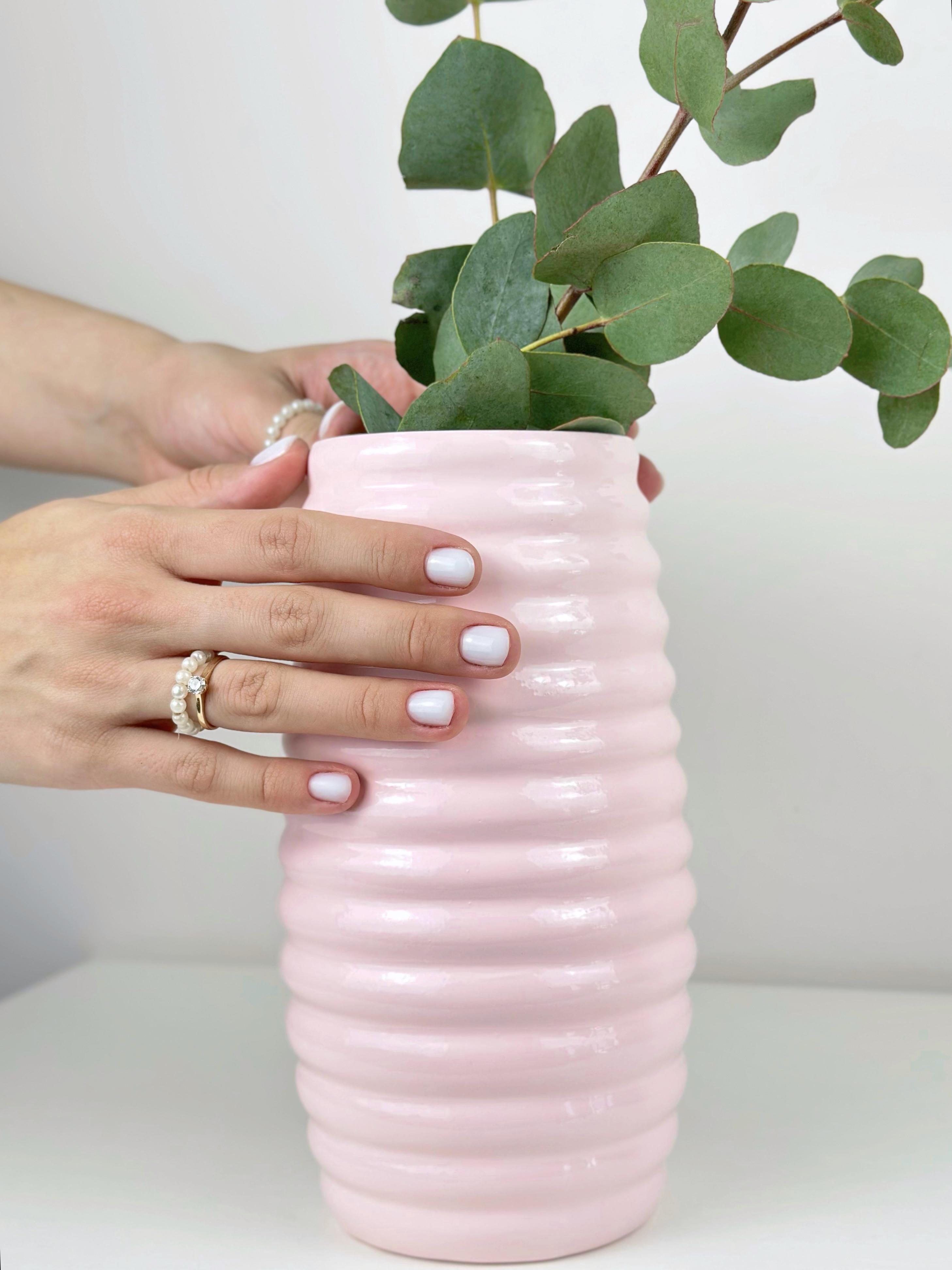 Ваза для квітів та декору глиняна керамічна Вулик 20 см Рожевий (4001-4) - фото 6