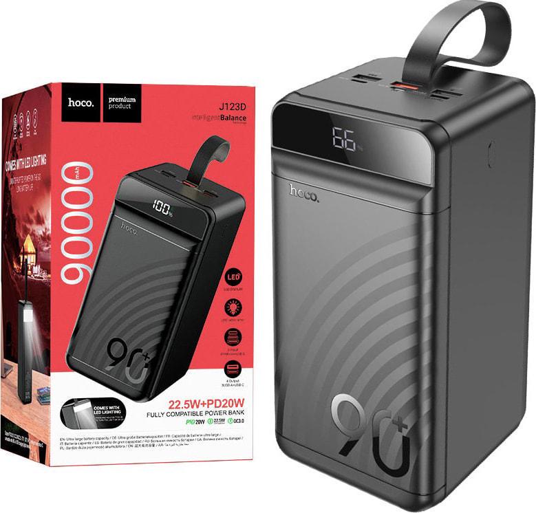 Внешний аккумулятор Hoco J123D PD20W/QC22,5W/LED Light 90000mAh Black (38277)