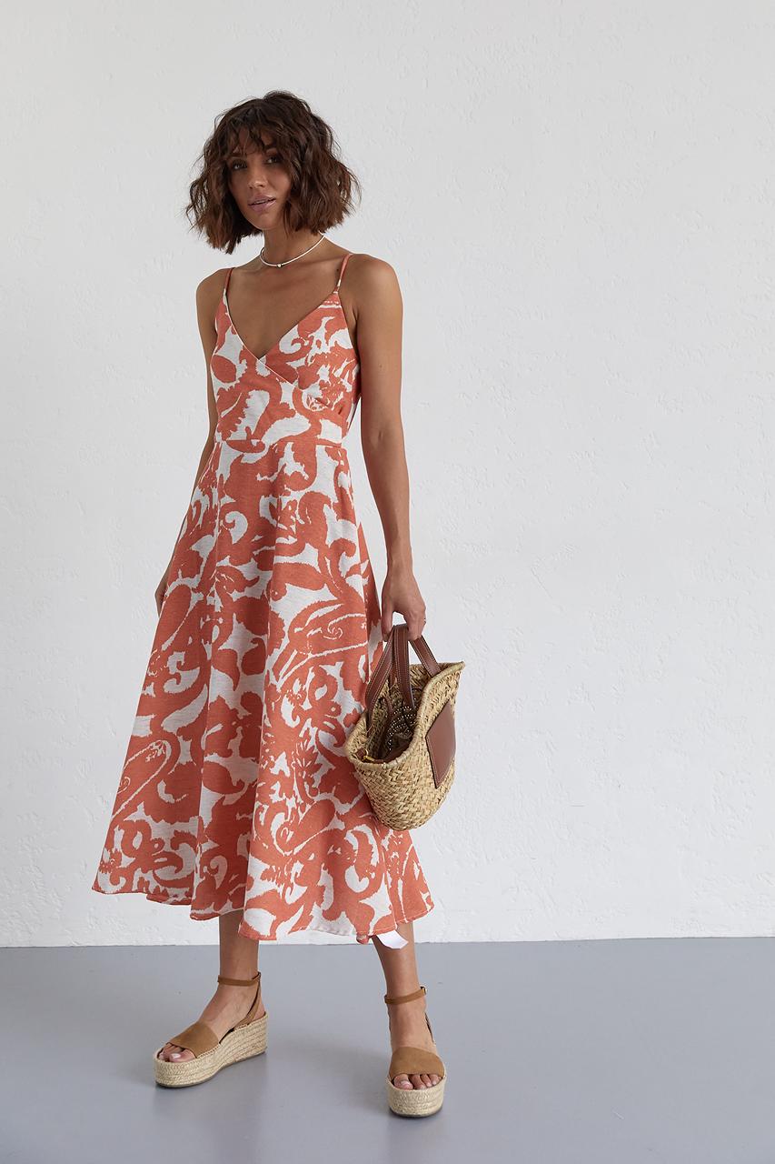 Сарафан на бретелях с юбкой клеш S Оранжевый (11290370) - фото 5 Сарафан на бретелях с юбкой клеш S Оранжевый (11290370) - фото 5