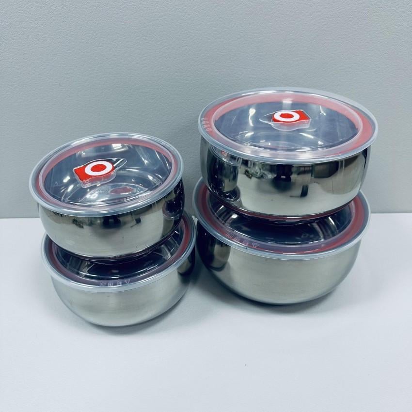 Набір мисок A-PLUS 4-30 з нержавіючої сталі з кришками 4 шт. (2538650438) - фото 3 Набір мисок A-PLUS 4-30 з нержавіючої сталі з кришками 4 шт. (2538650438) - фото 3