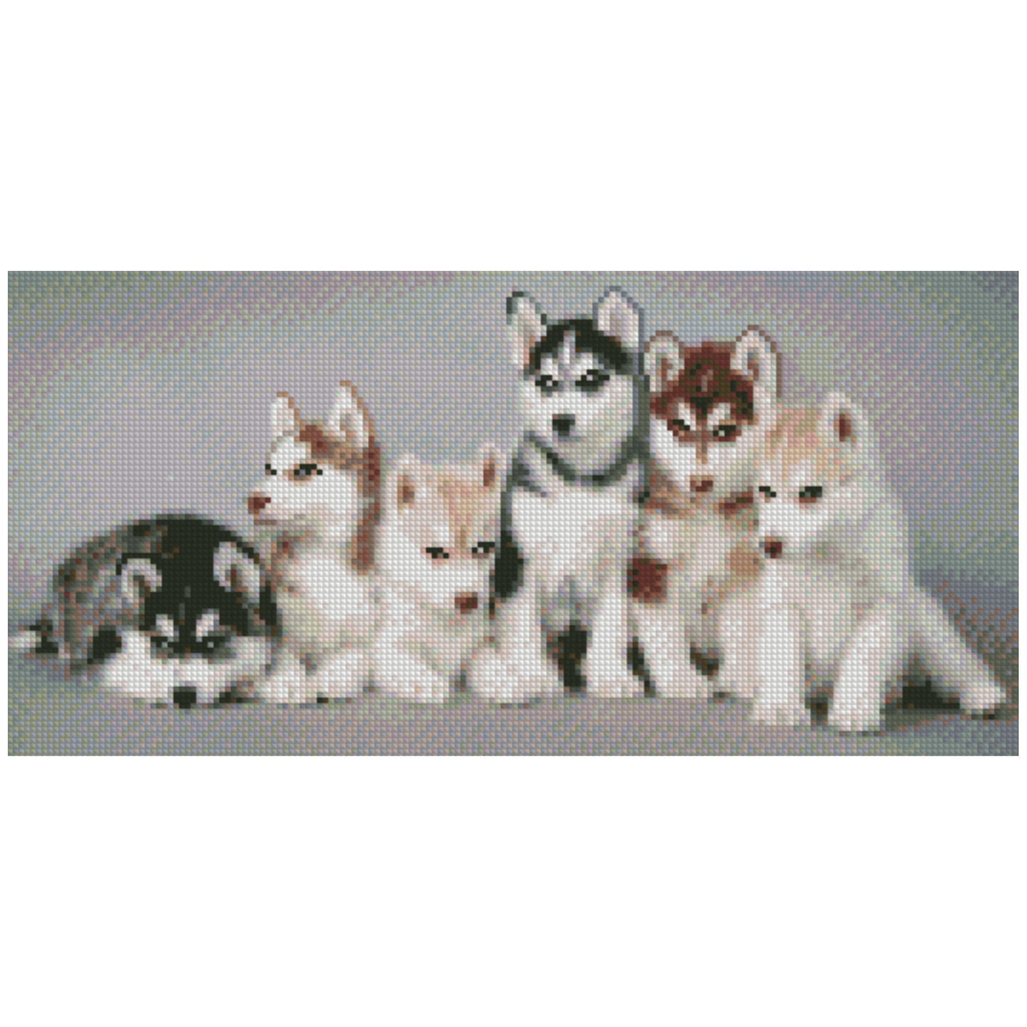 Алмазная мозаика Strateg Маленькие хаски 50х25 см (Str-BA-0004)