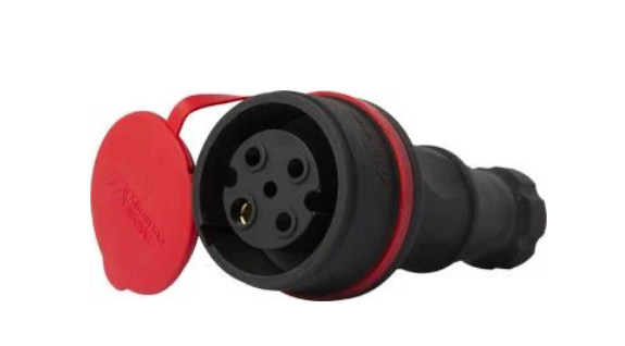 Силова розетка E.NEXT e.socket.rubber.071.32 3P+N 32А 400 В переносна каучук IP44 Чорний (s9100033)