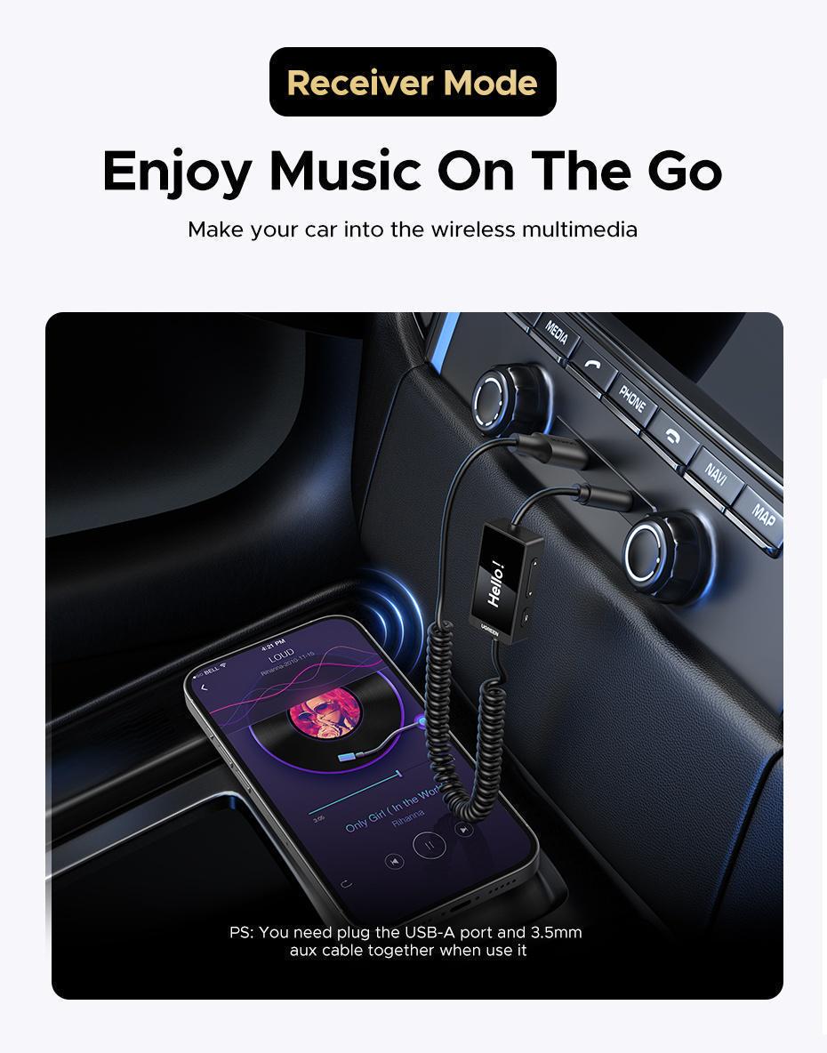 Адаптер аудіо Ugreen Bluetooth 5.4 3.5 мм 0.5-1.5 м (45236) - фото 9