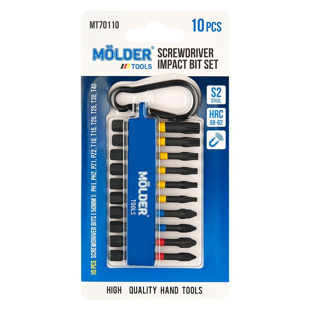 Набір біт ударних Molder кольорове маркування 50 мм 10 шт. (MT70110) Набір біт ударних Molder кольорове маркування 50 мм 10 шт. (MT70110)