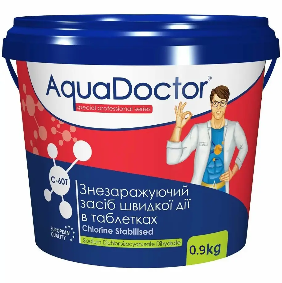 Дезинфектант быстрого действия для бассейна Аквадоктор AquaDoctor C-60T хлор в таблетках 0,9 кг (1197)