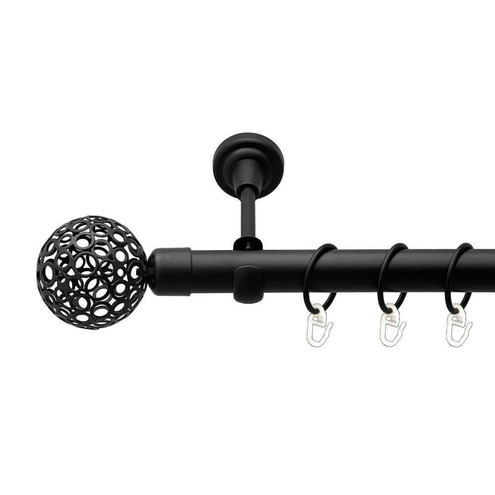 Карниз металлический Orvit Савона однорядная гладкая труба Черный матовый 25 мм 200 см (1930100477) - фото 1