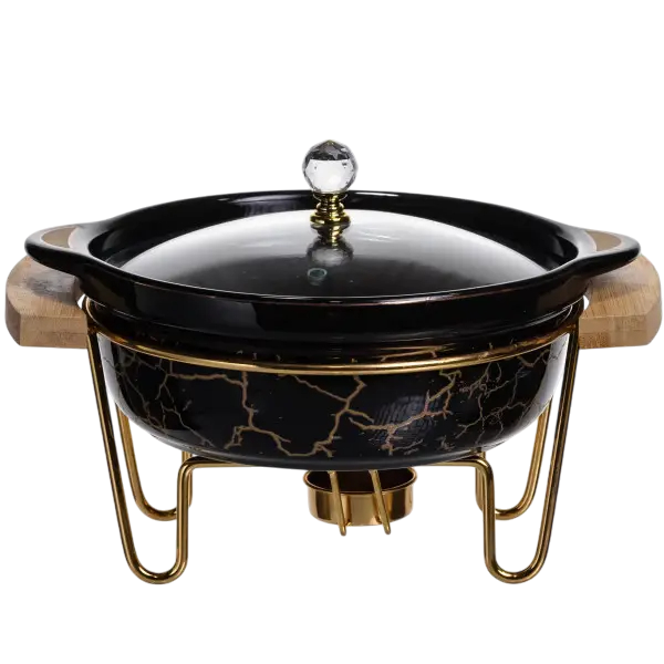 Мармитница фарфоровая для первых блюд 800 мл 25х20х17 см Черный мрамор (LC-716)