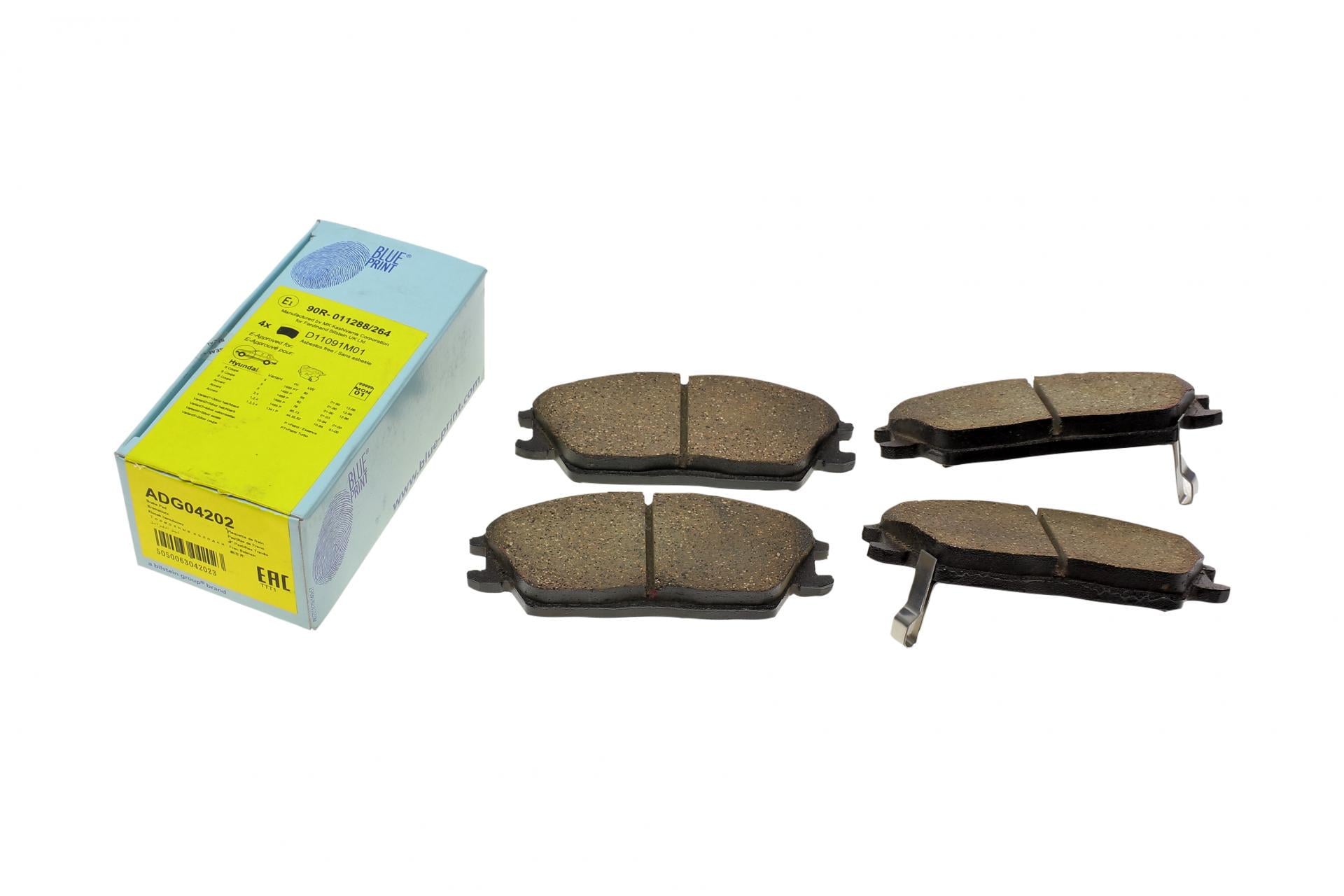 Колодки тормозные передние BLUE PRINT Hyundai Accent I/II 89-06/Getz 02-11 Akebono (ADG04202 BLUE PRINT)