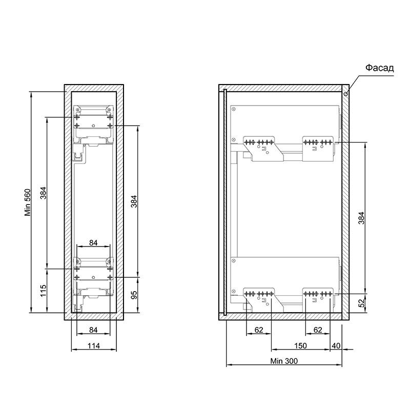 Карго вузьке металевий ліве кріплення Vibo Lamina 150 мм графит (ELQGM152SXLGM) - фото 7