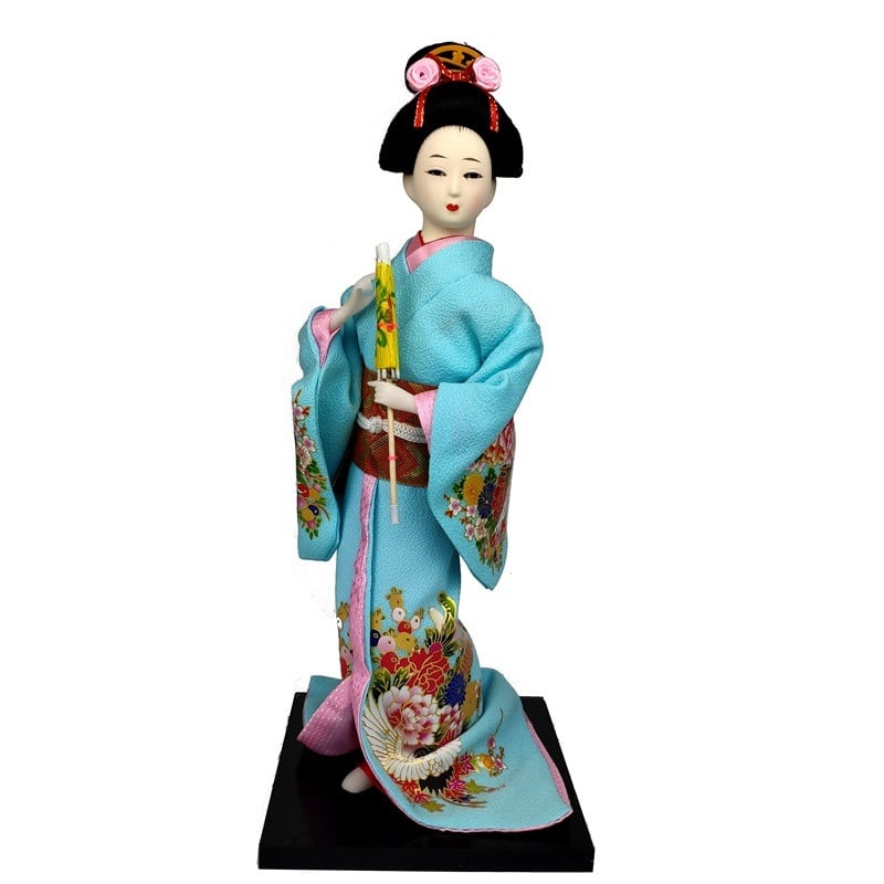 Кукла японская с зонтиком 30 см Бирюзовый (C1024)