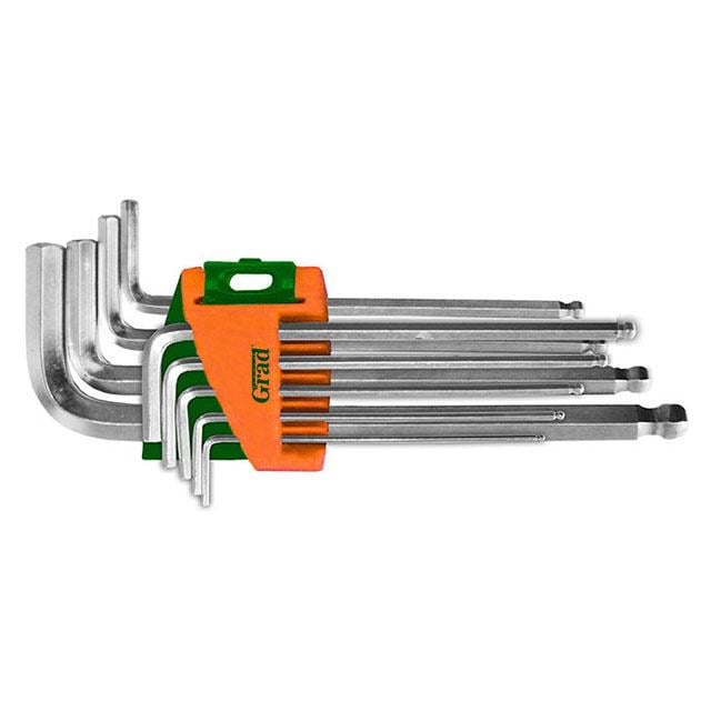 Ключи шестигранные Grad 1,5-10 мм CrV короткие 9 шт. (4022175)