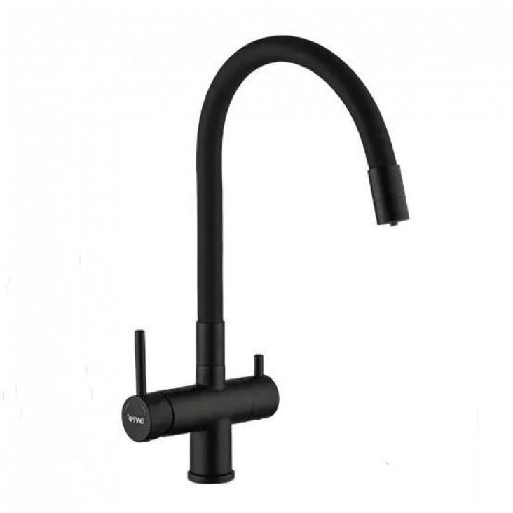 Смеситель для кухни Gappo G4398-36 на две воды с гибким изливом Черный (1042421)